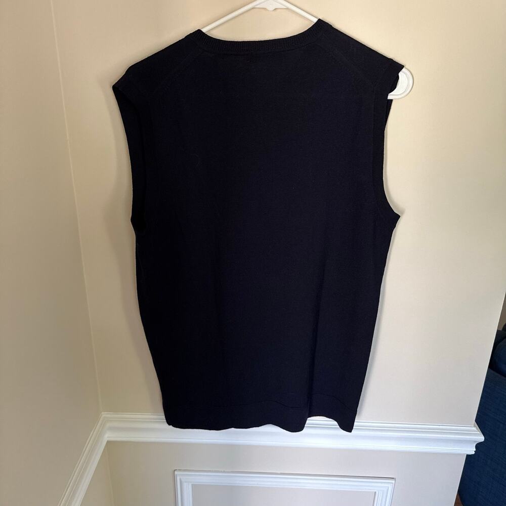 New With Tags Merino Wool Black V-Neck Sweater Vest Layering Ribbed Trim- Medium - Picture 7 of 9